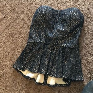 Black Strapless Sequin Top
